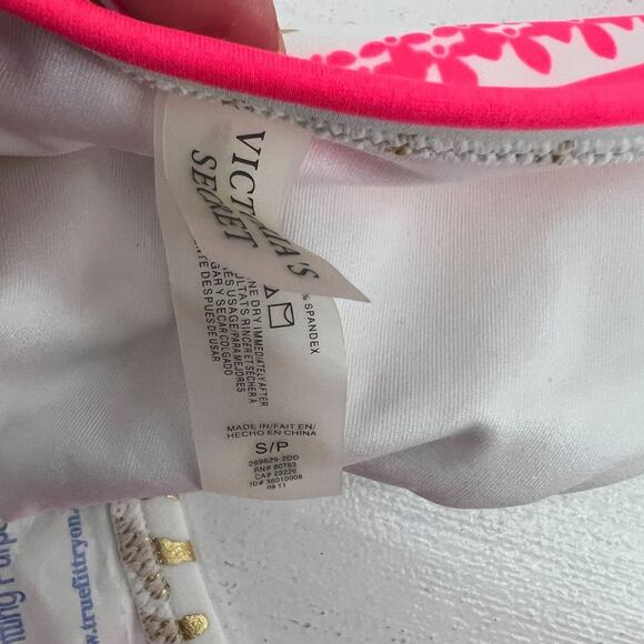 Victoria's Secret Gold Coral Print Bikini Gold Tone Hardware Womens Small - Picture 4 of 7